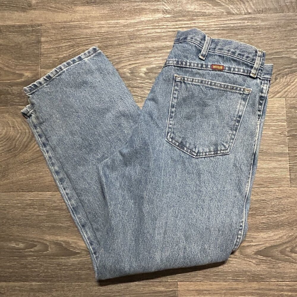 Vintage Rustler Jeans 36x29 Denim Classic Straight Leg Medium Wash Workwear 90s